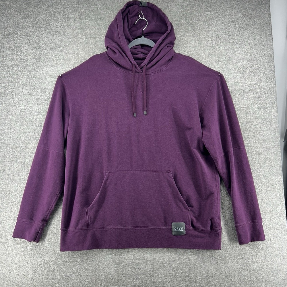 Saxx 3Six Five Pullover Hoodie Men Size XL Purple Casual Pocket
